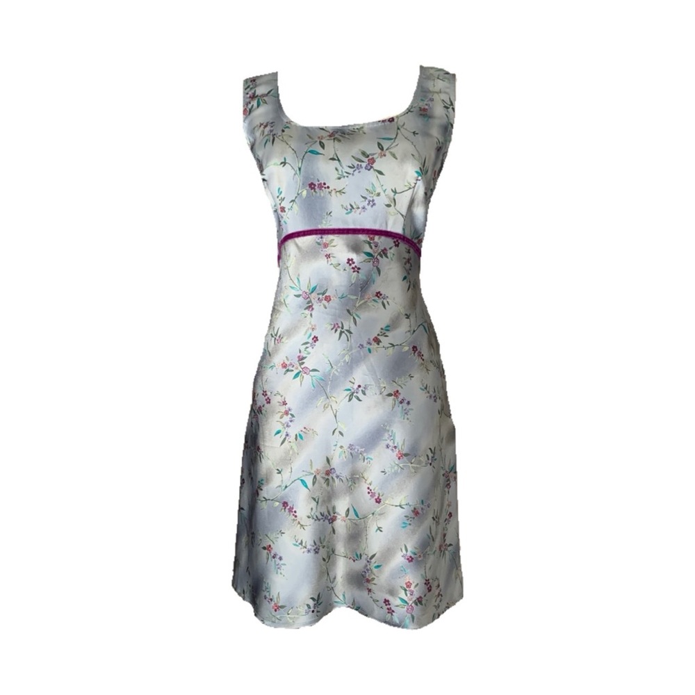 Moll Step Silver Satin Velvet Ribbon Sheath Dress Original Y2K Era